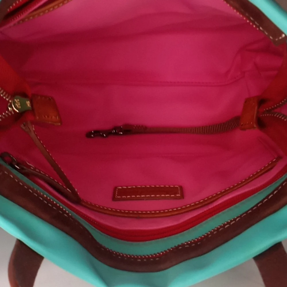 Dooney & Bourke Teal Nylon Windham Cleo Letter Carrier crossbody - Picture 8 of 16